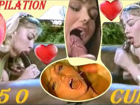 ALL TIME TOP 50 CUMPILATION she finishes blowjob RETRO fifty blowjobs classic movies, girls lick cum